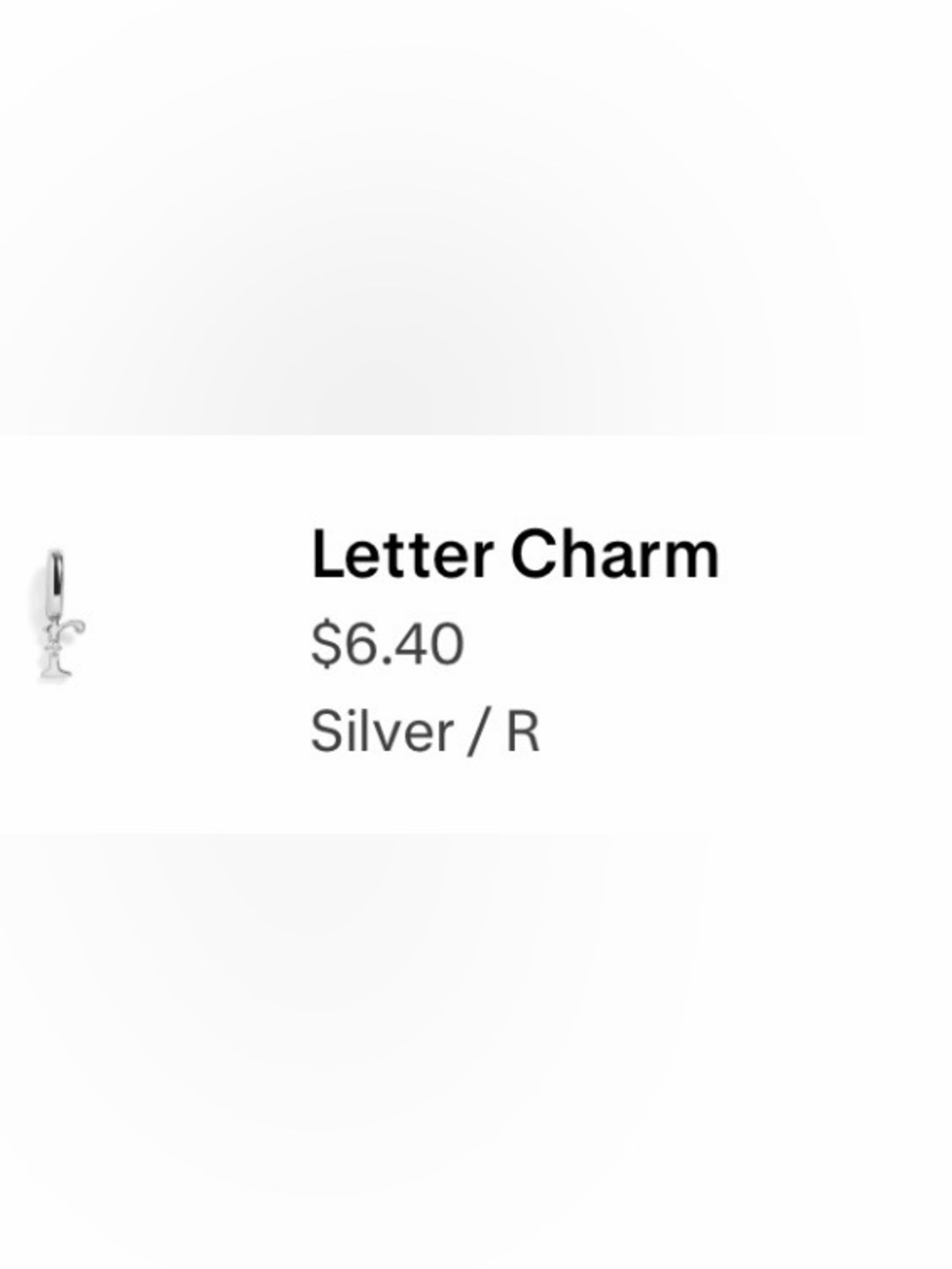 Wear Felicity - R Silver Letter Charm Pendant for Bracelets